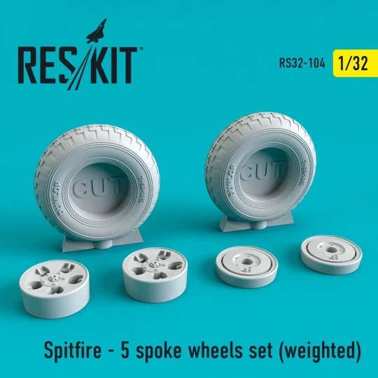 Spitfire (5 spoke) wheels set (weighted), 1/32 - ResKit Models RS32...