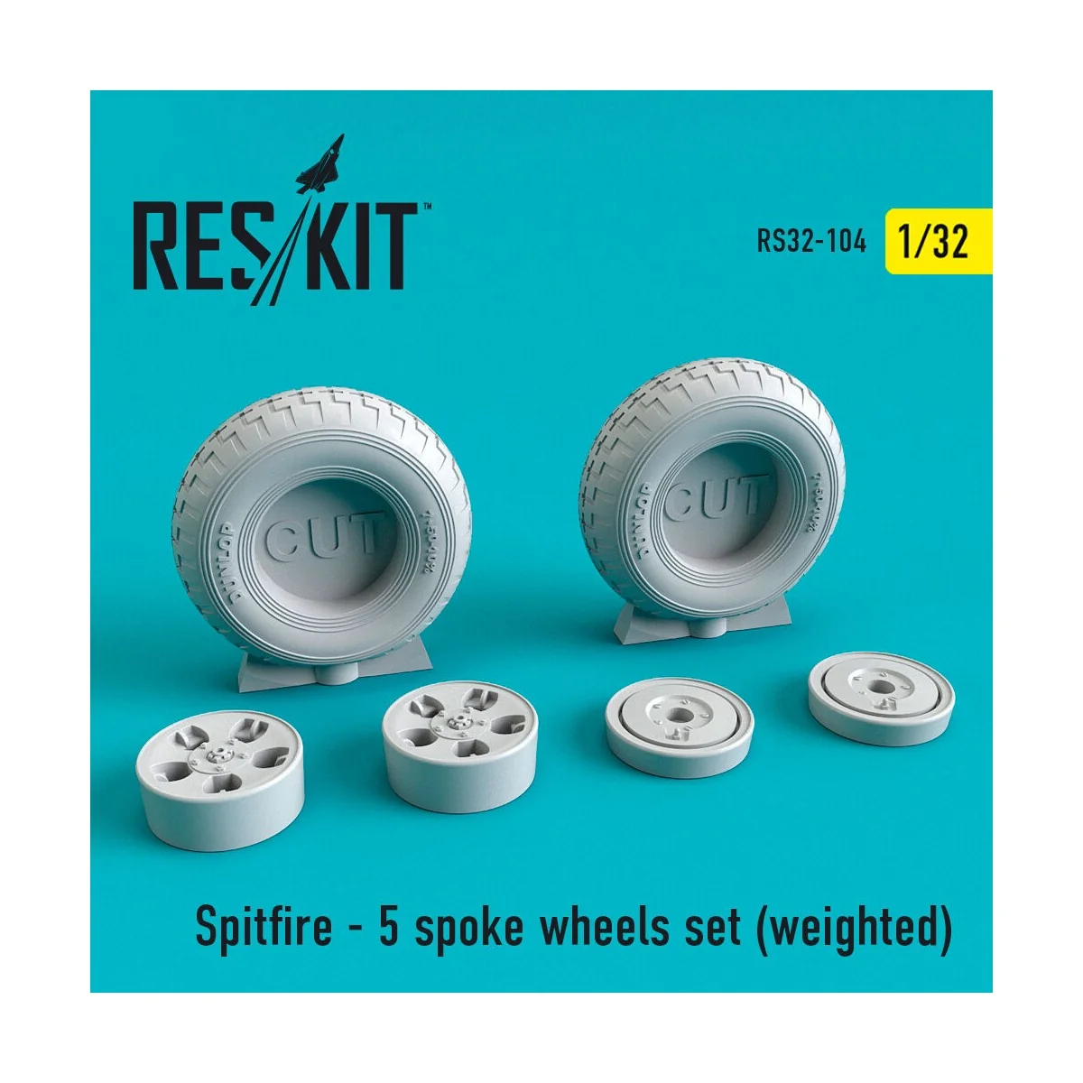 Spitfire (5 spoke) wheels set (weighted) 1/32 - ResKit Models RS32-...