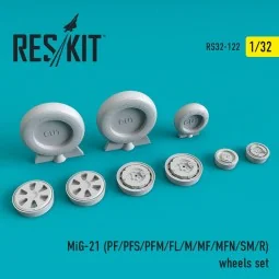 MiG-21 (PF, PFS, PFM, FL, M, MF, MFN, SM, R) wheels set, 1/32 - Res...