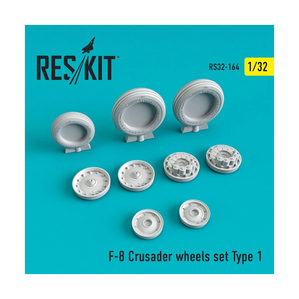 F-8 Crusader (weighted) wheels set type 1, 1/32 - ResKit Models RS3...