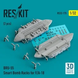 BRU-55 Smart Bomb Racks for F/A-18 (2 pcs) (3D Printed) 1/32 - ResK...