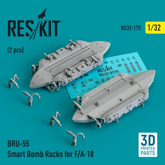 BRU-55 Smart Bomb Racks for F/A-18 (2 pcs) (3D Printed) 1/32 - ResK...