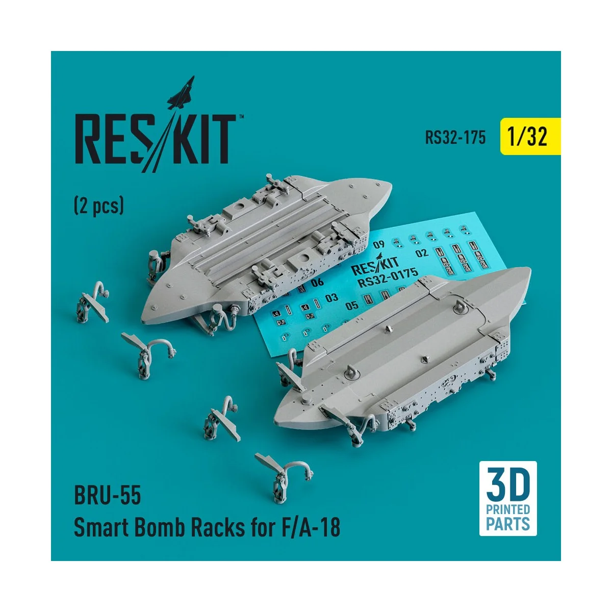BRU-55 Smart Bomb Racks for F/A-18 (2 pcs) (3D Printed), 1/32 - Res... BRU-55 Smart Bomb Racks for F/A-18 (2 pcs) (3D Printed), 1/32 - Res...