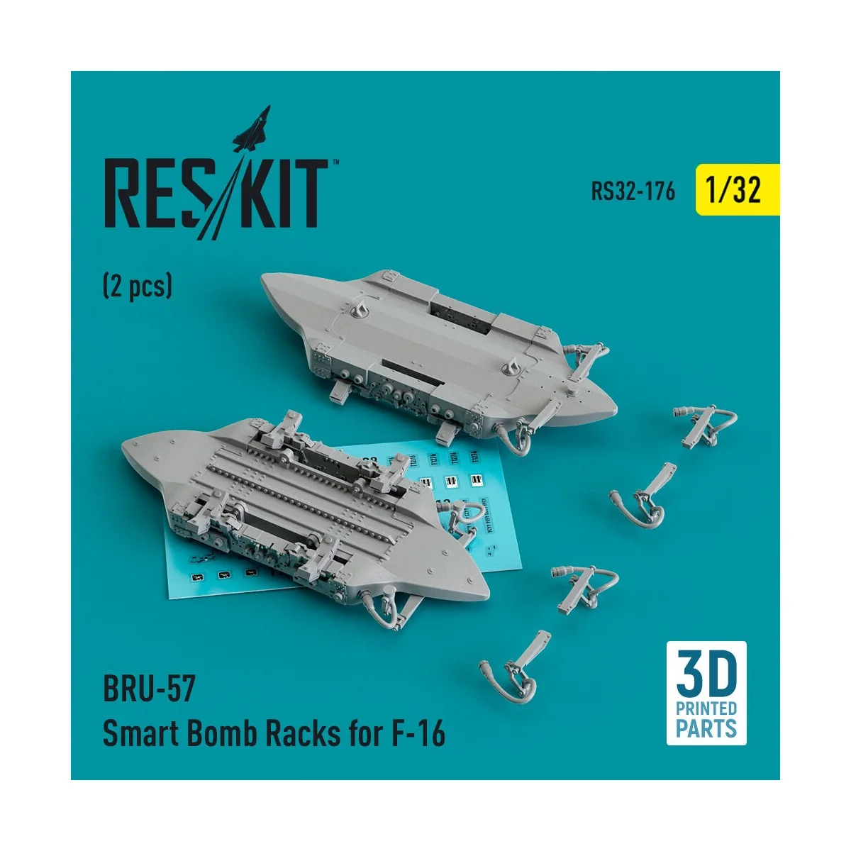 BRU-57 Smart Bomb Racks for F-16 (2 pcs) (3D Printed) 1/32 - ResKit...
