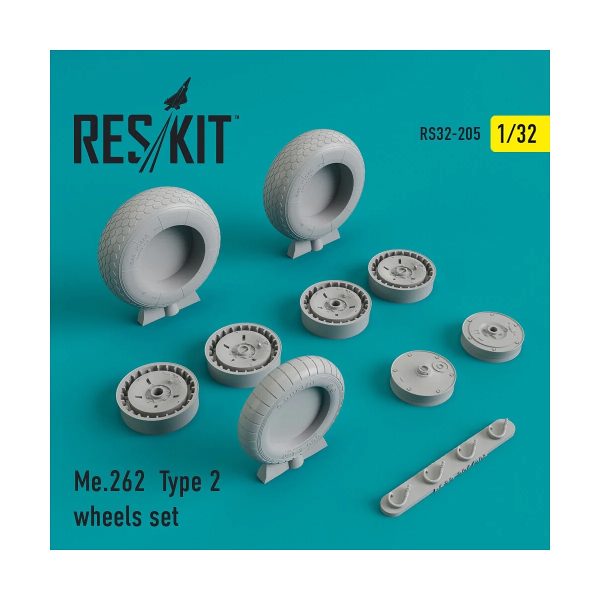 Me-262 type 2 wheels set, 1/32 - ResKit Models RS32-0205 Me-262 type 2 wheels set, 1/32 - ResKit Models RS32-0205