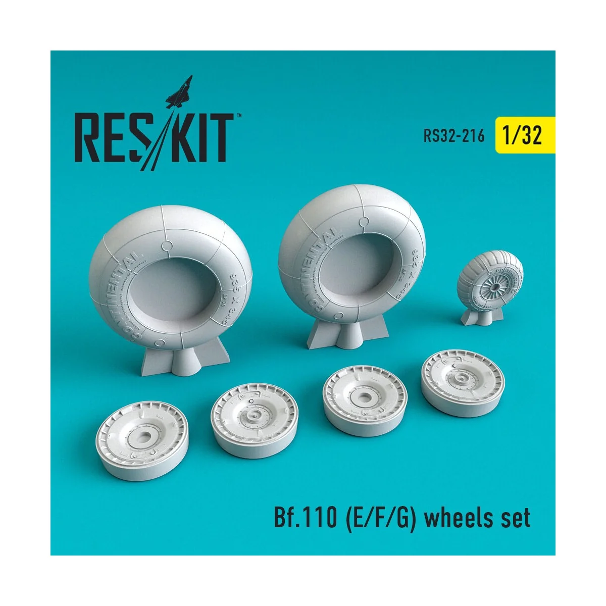 Bf-110 (E, F, G) wheels set, 1/32 - ResKit Models RS32-0216 Bf-110 (E, F, G) wheels set, 1/32 - ResKit Models RS32-0216