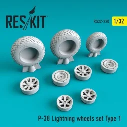 P-38 Lightning wheels set type 1, 1/32 - ResKit Models RS32-0220