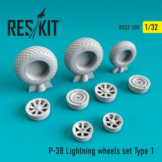P-38 Lightning wheels set type 1, 1/32 - ResKit Models RS32-0220
