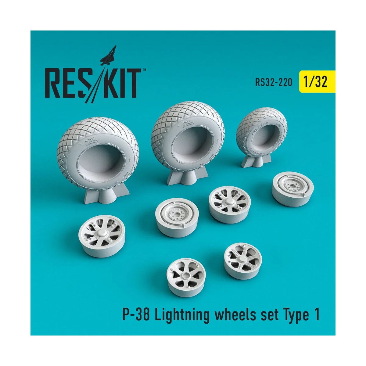 P-38 Lightning wheels set type 1, 1/32 - ResKit Models RS32-0220