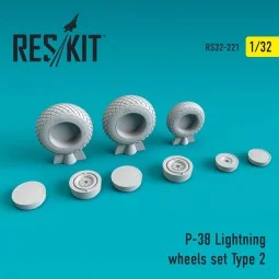 P-38 Lightning wheels set type 2, 1/32 - ResKit Models RS32-0221