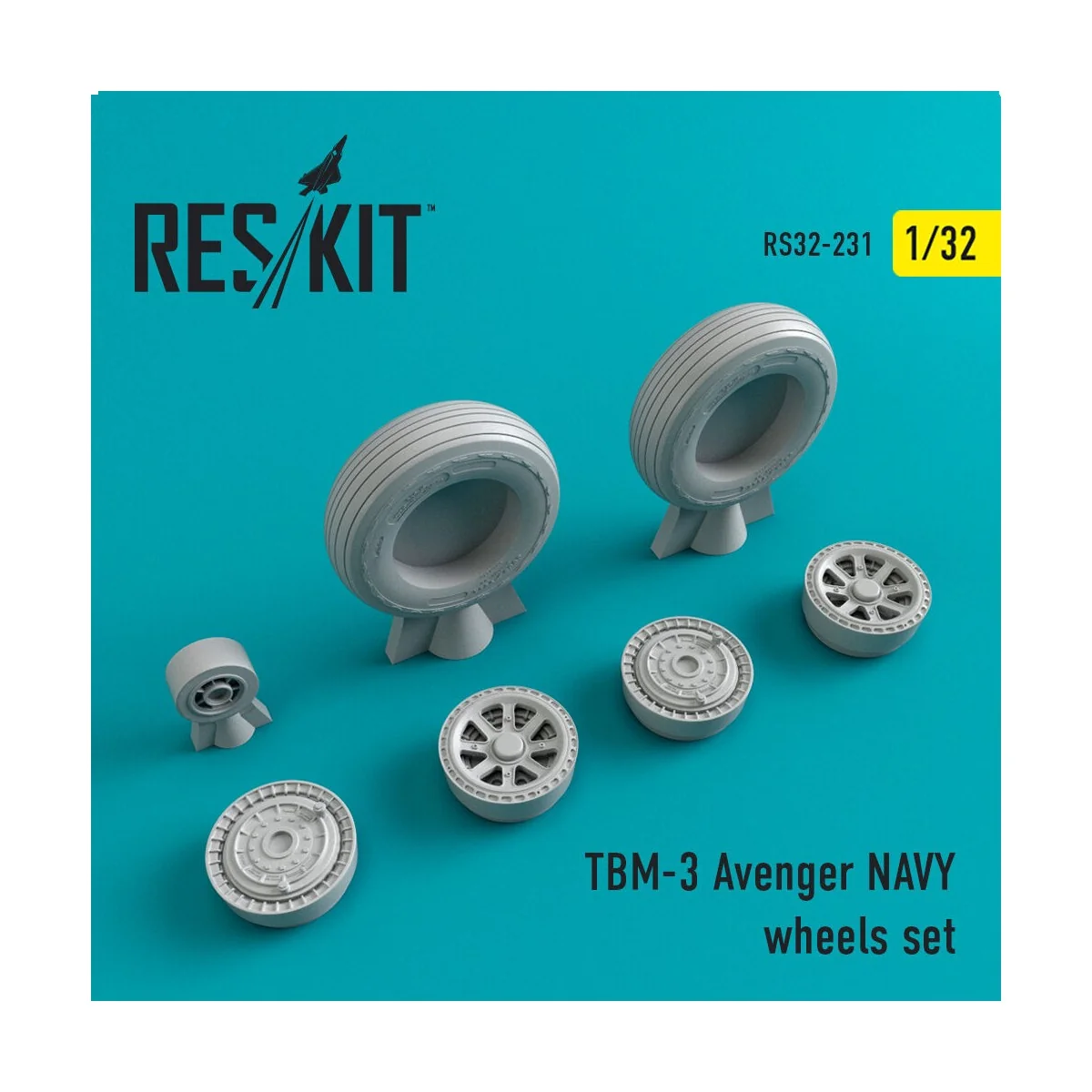 TBM-3 Avenger NAVY wheels set 1/32 - ResKit Models RS32-0231