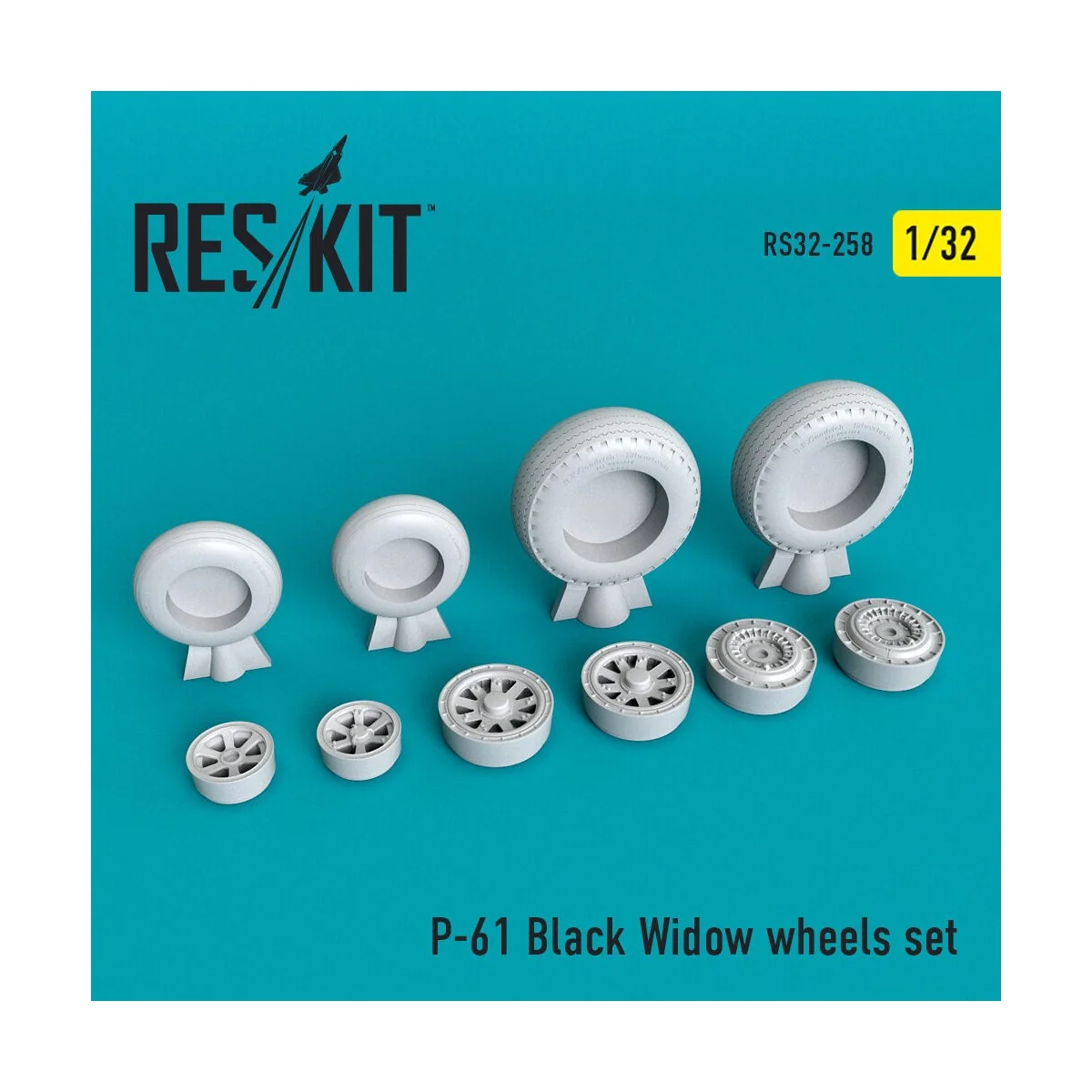 P-61 Black Widow wheels set, 1/32 - ResKit Models RS32-0258 P-61 Black Widow wheels set, 1/32 - ResKit Models RS32-0258