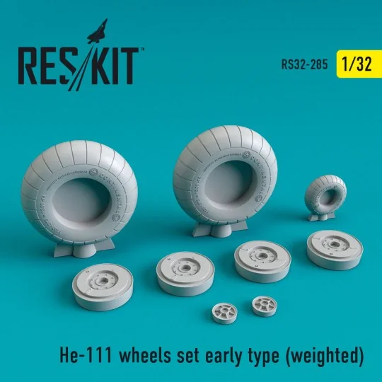 He-111 wheels set early type (weighted), 1/32 - ResKit Models RS32-... He-111 wheels set early type (weighted), 1/32 - ResKit Models RS32-...