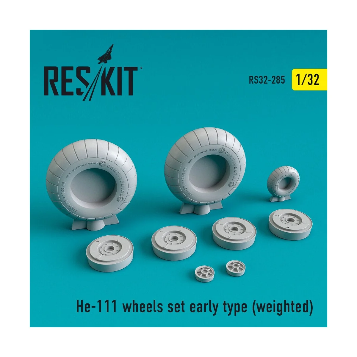 He-111 wheels set early type (weighted) 1/32 - ResKit Models RS32-0285