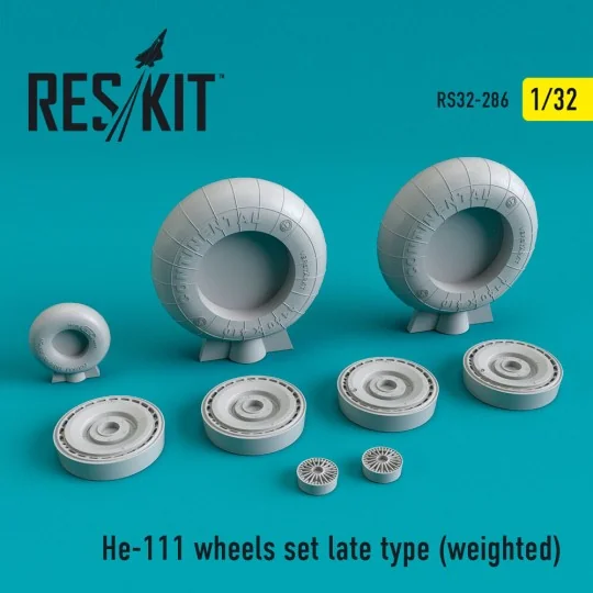 He-111 wheels set late type (weighted) 1/32 - ResKit Models RS32-0286