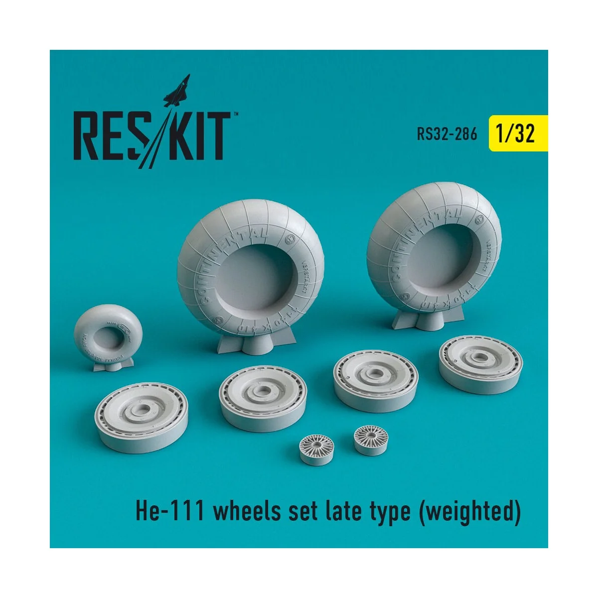 He-111 wheels set late type (weighted) 1/32 - ResKit Models RS32-0286