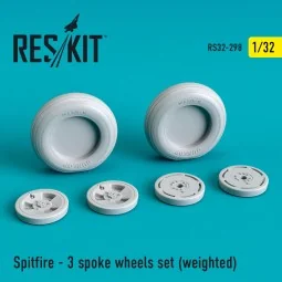 Spitfire (3 spoke) wheels set (weighted), 1/32 - ResKit Models RS32...