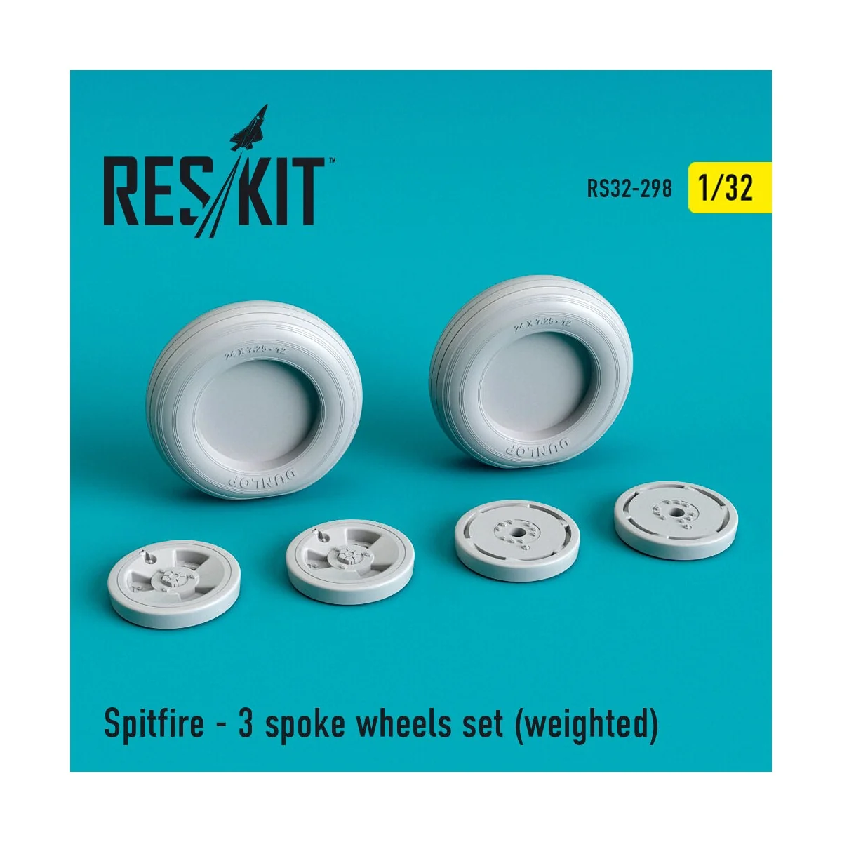 Spitfire (3 spoke) wheels set (weighted), 1/32 - ResKit Models RS32... Spitfire (3 spoke) wheels set (weighted), 1/32 - ResKit Models RS32...