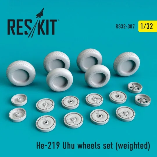 He-219 Uhu wheels set (weighted), 1/32 - ResKit Models RS32-0307 He-219 Uhu wheels set (weighted), 1/32 - ResKit Models RS32-0307