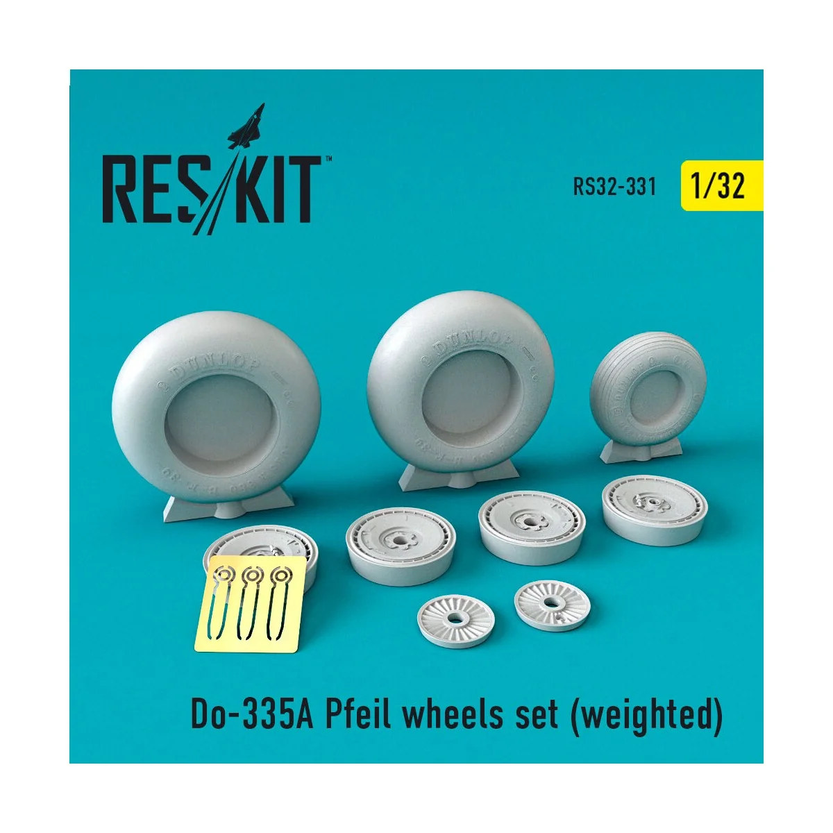 Do-335? Pfeil wheels set (weighted) 1/32 - ResKit Models RS32-0331