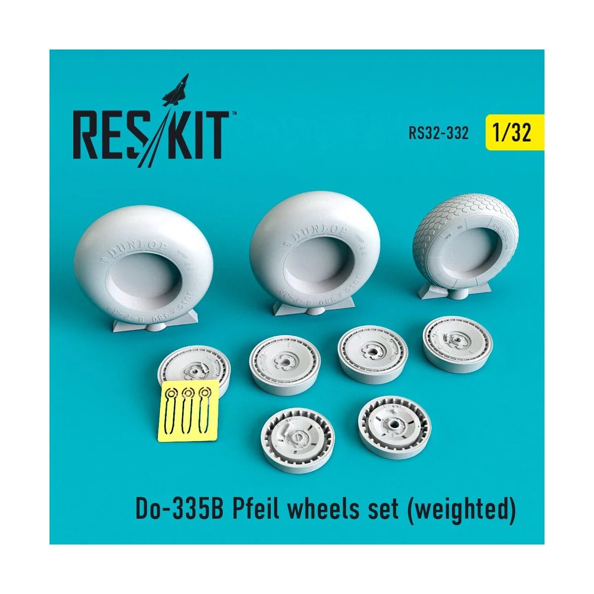Do-335? Pfeil wheels set (weighted) 1/32 - ResKit Models RS32-0332