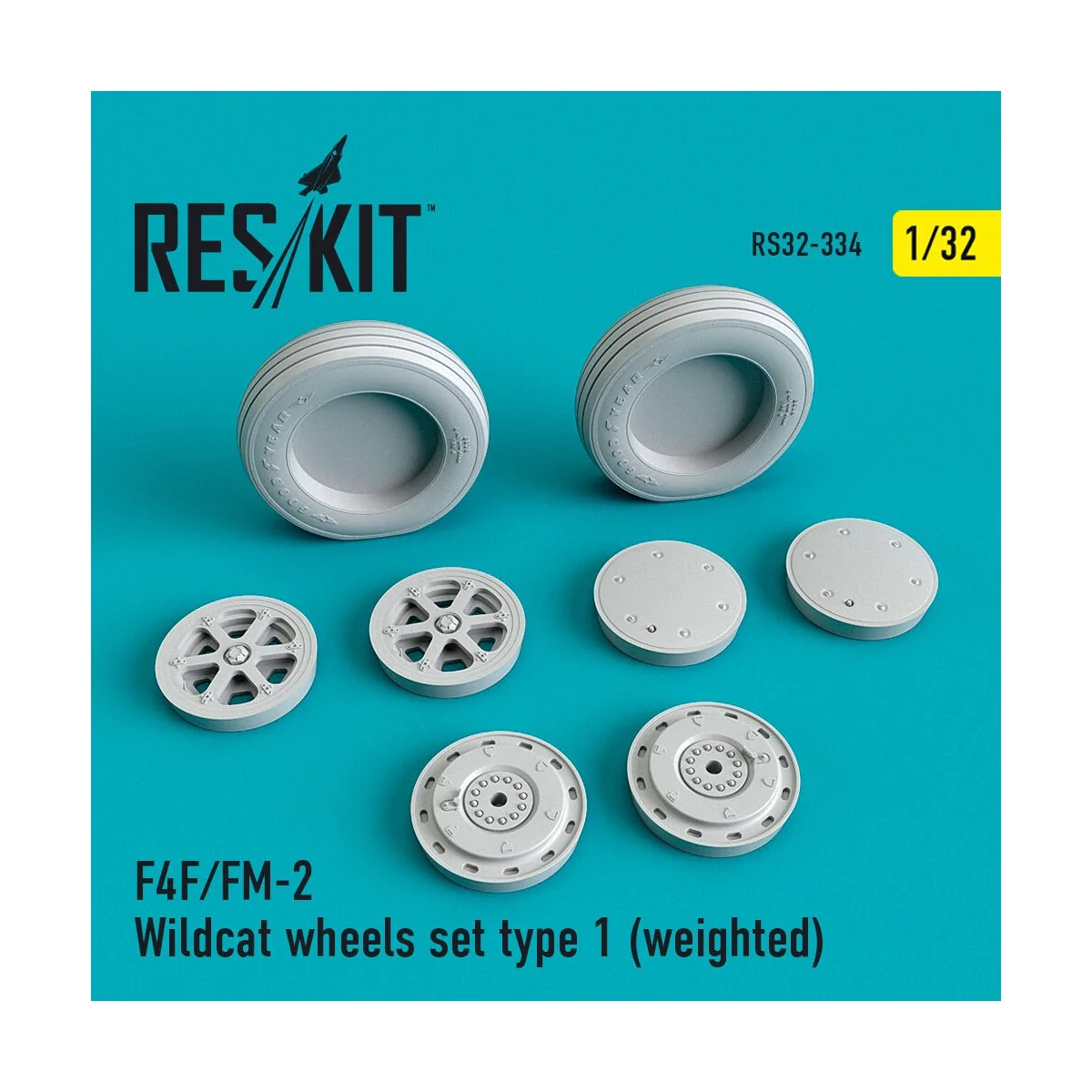F4F/FM-2 Wildcat wheels set type 1 (weighted), 1/32 - ResKit Models...