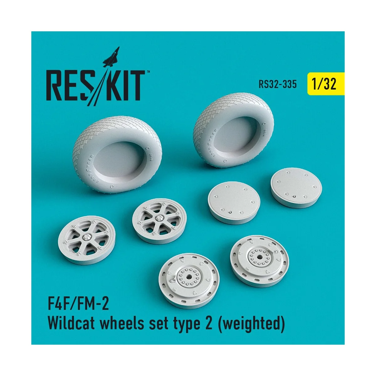 F4F/FM-2 Wildcat wheels set type 2 (weighted), 1/32 - ResKit Models...