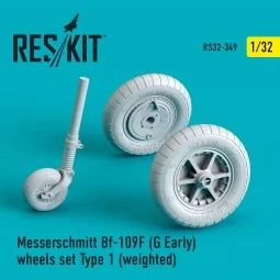 Bf-109 (F, G-early) wheels set type 1 (weighted), 1/32 - ResKit Mod...