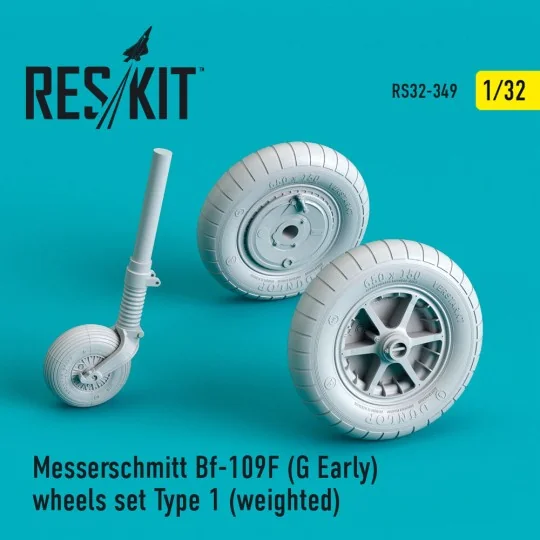 Bf-109 (F, G-early) wheels set type 1 (weighted) 1/32 - ResKit Mode...