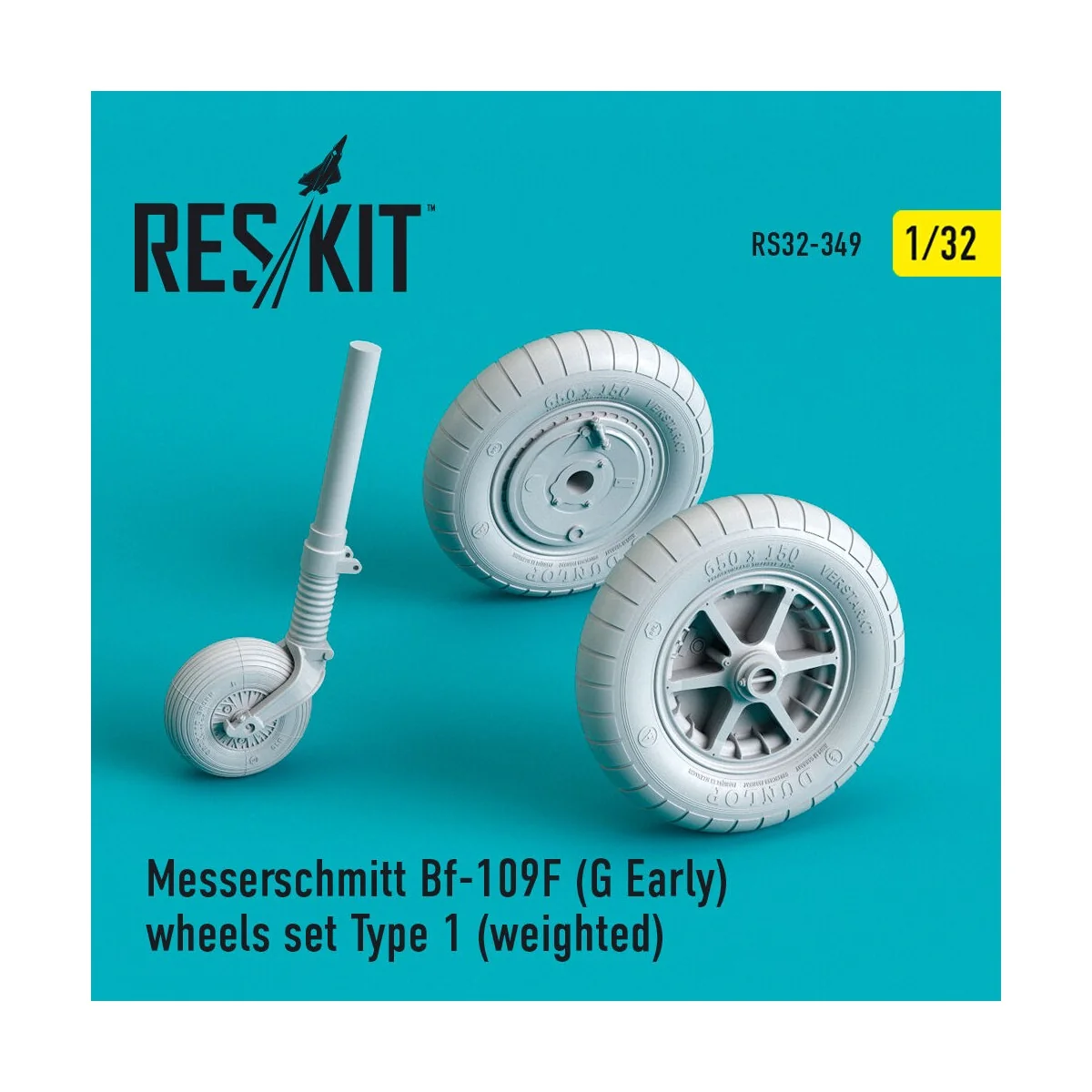 Bf-109 (F, G-early) wheels set type 1 (weighted) 1/32 - ResKit Mode...