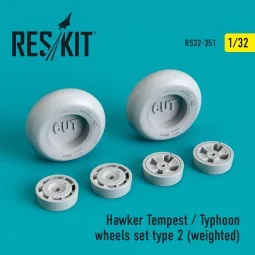 Hawker Tempest/Typhoon wheels set type 2 (weighted) 1/32 - ResKit M...