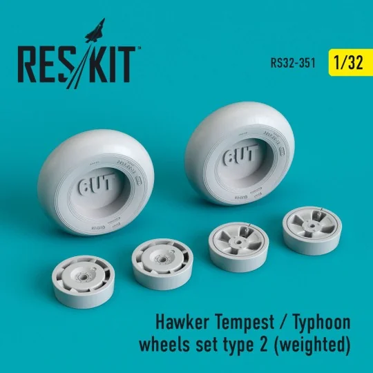 Hawker Tempest/Typhoon wheels set type 2 (weighted) 1/32 - ResKit M...