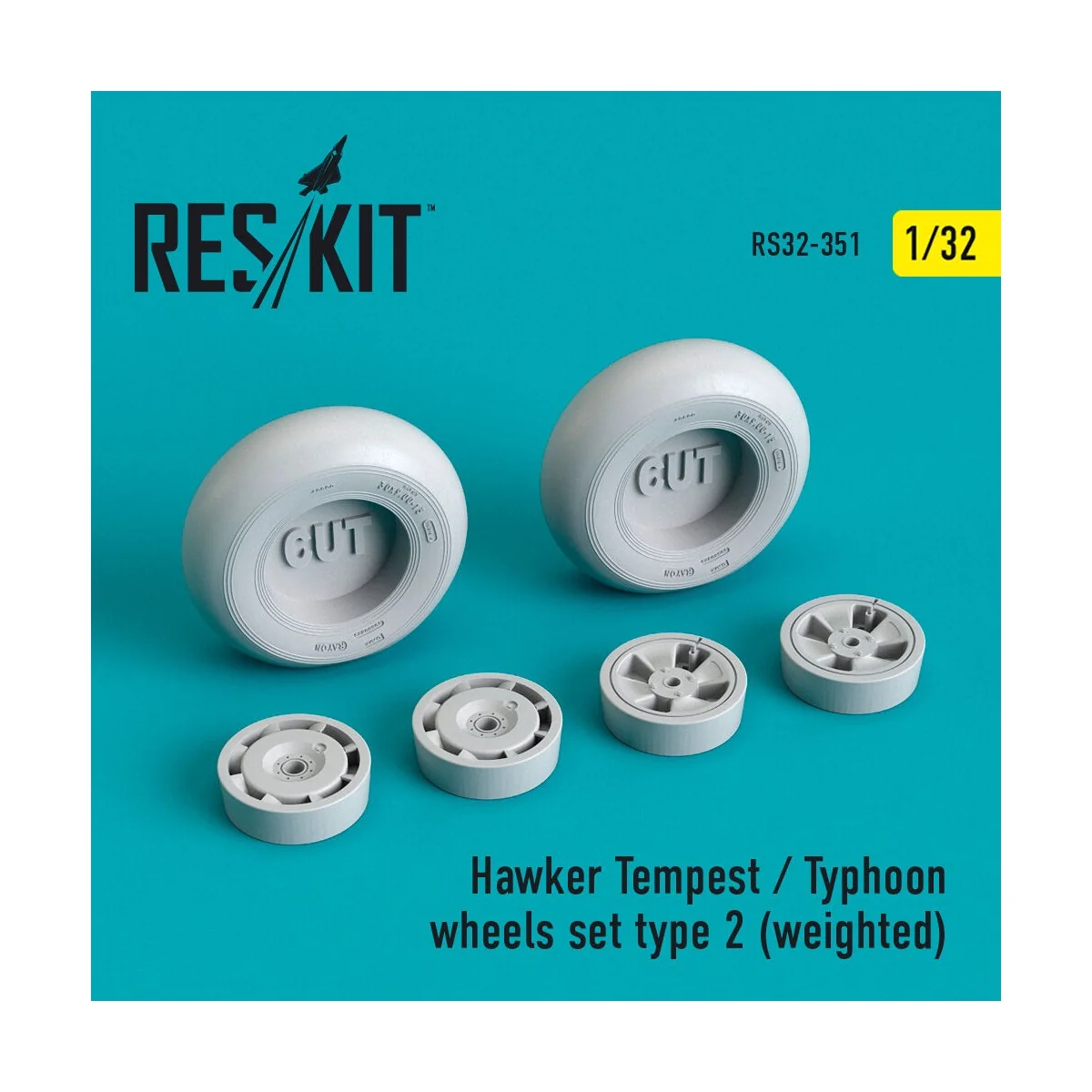 Hawker Tempest/Typhoon wheels set type 2 (weighted), 1/32 - ResKit ... Hawker Tempest/Typhoon wheels set type 2 (weighted), 1/32 - ResKit ...