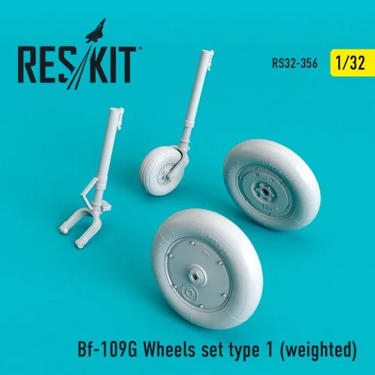 Bf-109G wheels set type 1 (weighted) 1/32 - ResKit Models RS32-0356