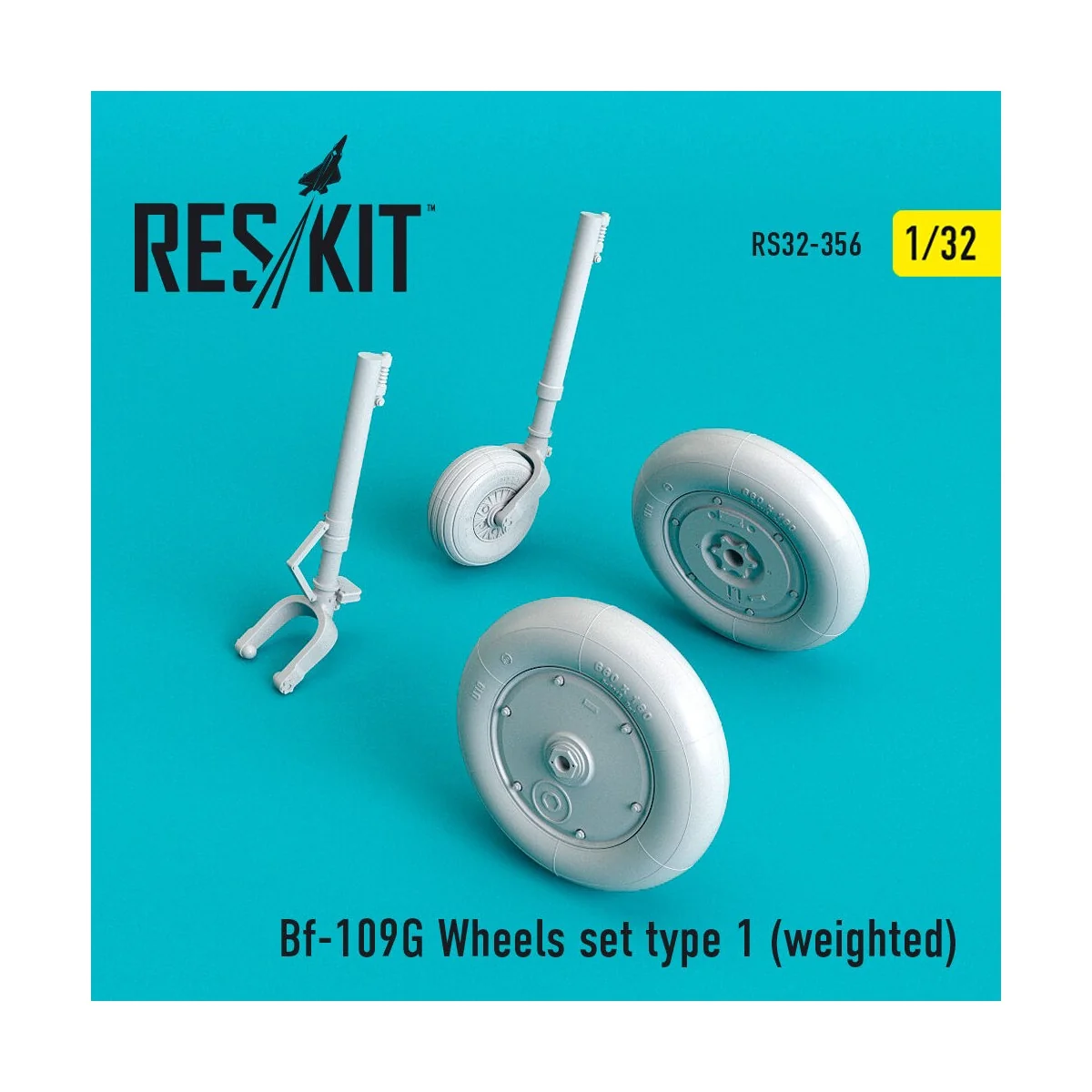 Bf-109G wheels set type 1 (weighted), 1/32 - ResKit Models RS32-0356