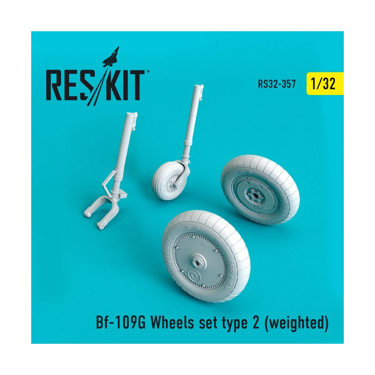 Bf-109G wheels set type 2 (weighted), 1/32 - ResKit Models RS32-0357