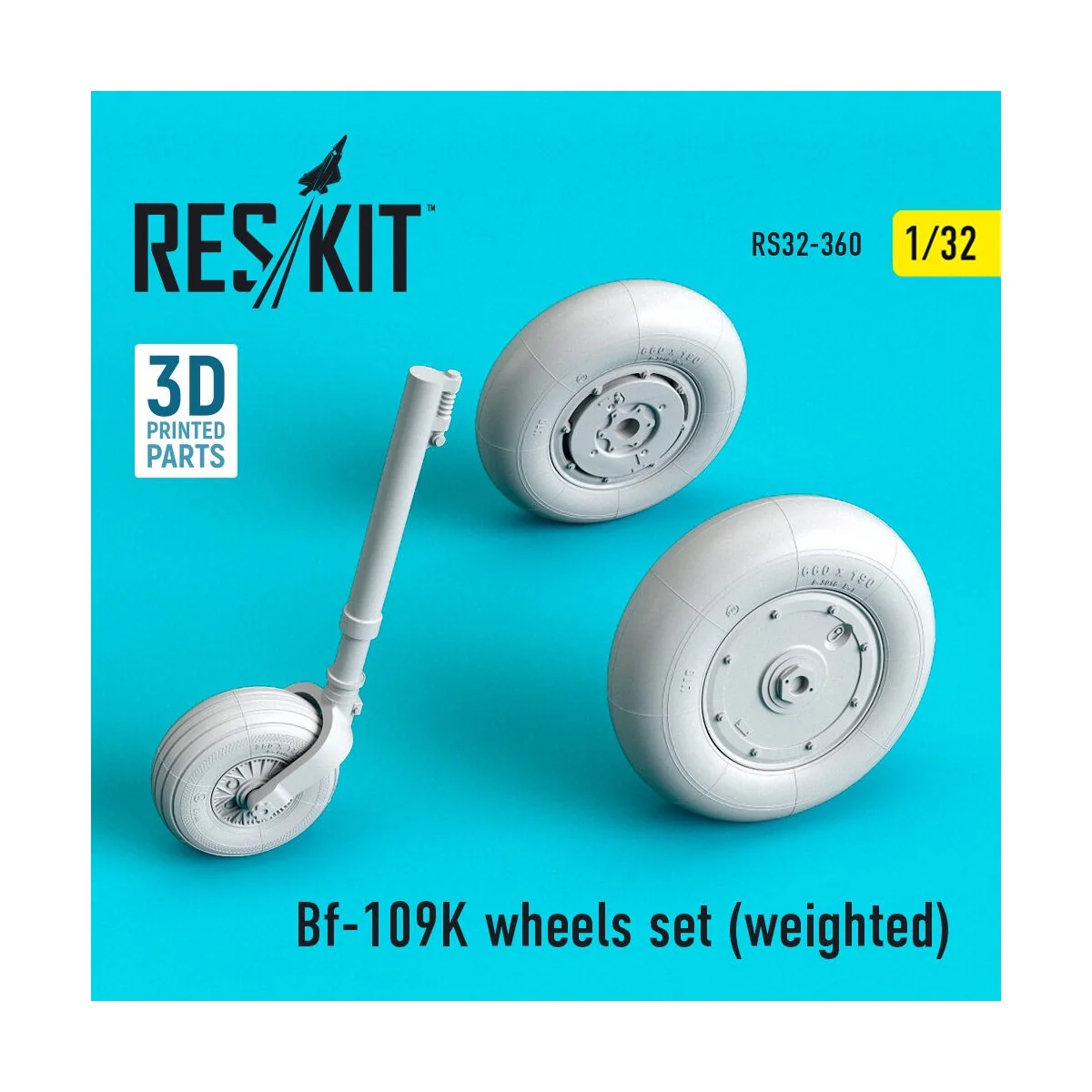 Bf-109K wheels set (weighted) 1/32 - ResKit Models RS32-0360