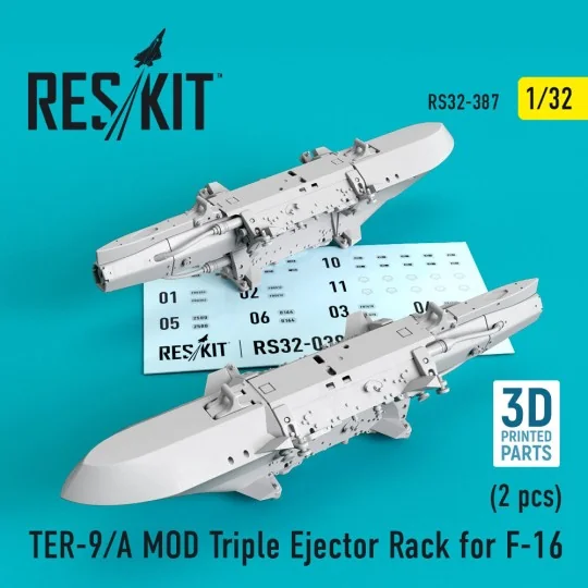 TER-9/A MOD Triple Ejector Rack for F-16 (2 pcs) (3D Printed) 1/32 ...