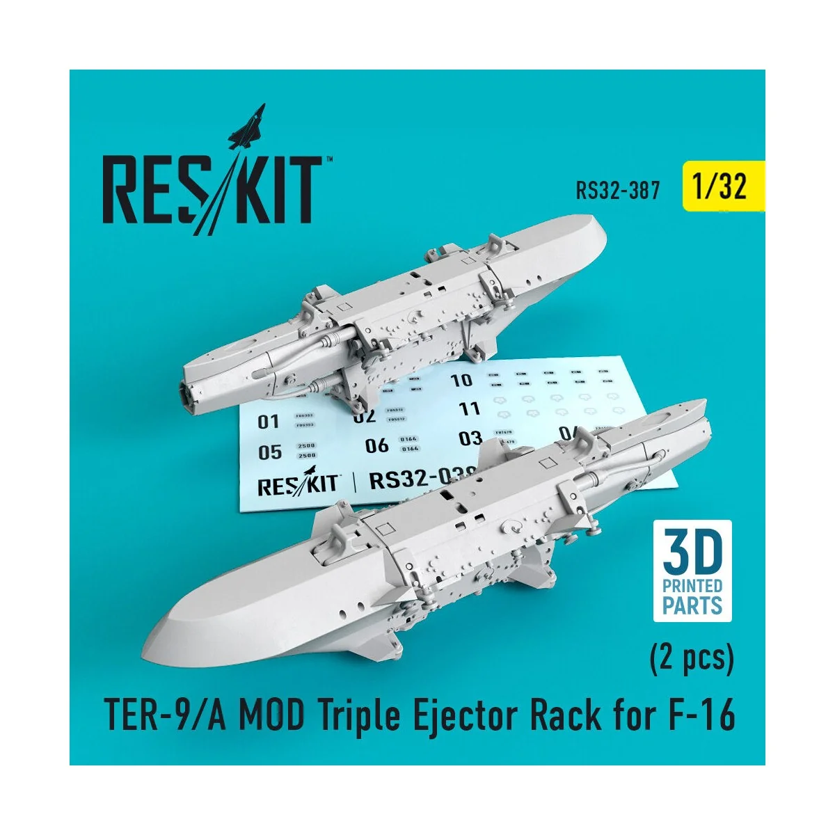 TER-9/A MOD Triple Ejector Rack for F-16 (2 pcs) (3D Printed), 1/32... TER-9/A MOD Triple Ejector Rack for F-16 (2 pcs) (3D Printed), 1/32...