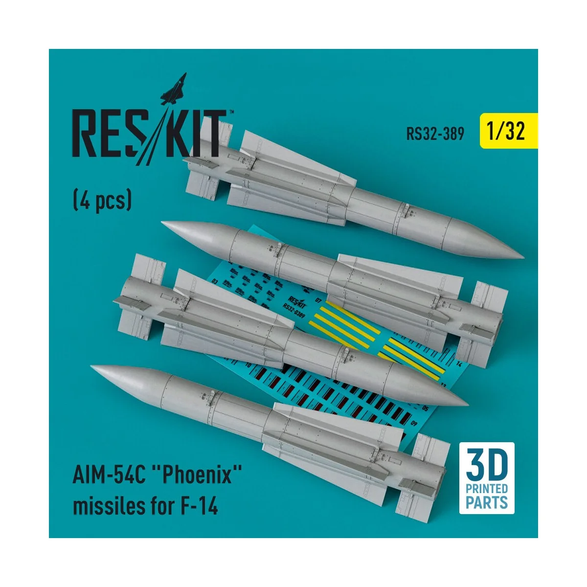 AIM-54C Phoenix missiles for F-14 (4pcs) (3D Printed), 1/32 - ResKi...