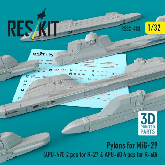 Pylons for MiG-29 (APU-470 2 pcs for R-27 & APU-60 4 pcs for R-60) ... Pylons for MiG-29 (APU-470 2 pcs for R-27 & APU-60 4 pcs for R-60) ...