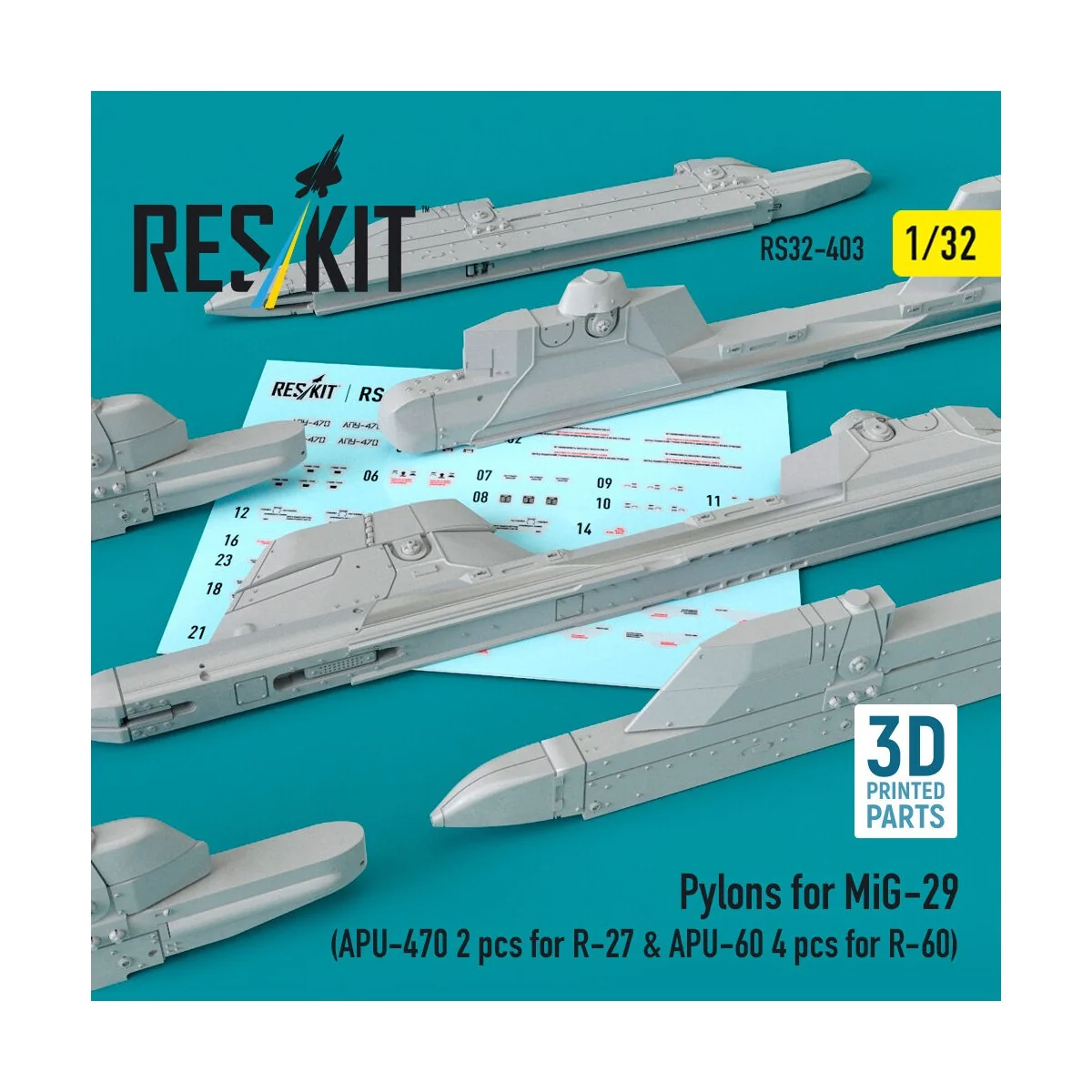 Pylons for MiG-29 (APU-470 2 pcs for R-27 & APU-60 4 pcs for R-60) ... Pylons for MiG-29 (APU-470 2 pcs for R-27 & APU-60 4 pcs for R-60) ...