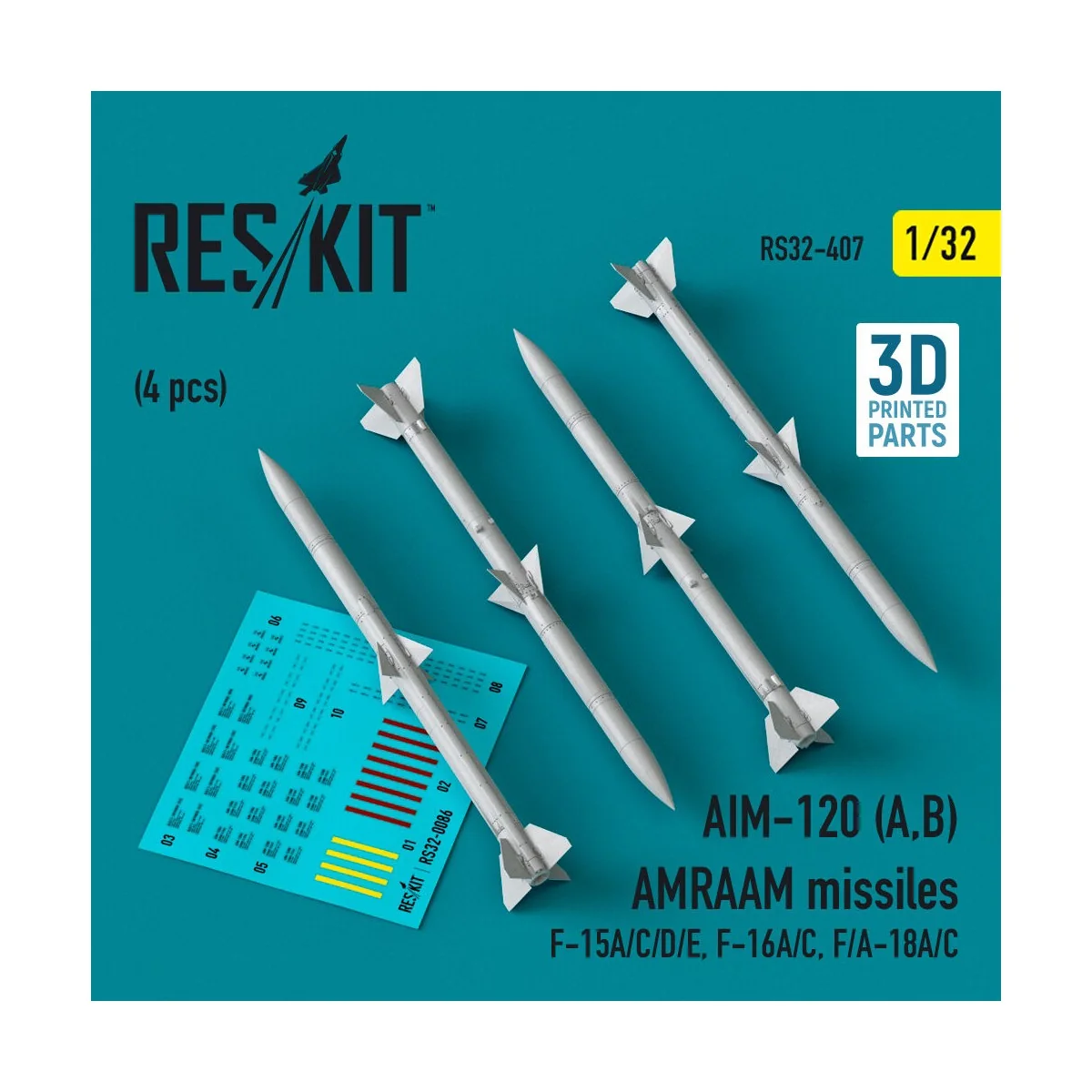 AIM-120 (A, B) AMRAAM missiles (4 pcs) (F-15A/C/D/E, F-16A/C, F/A-1...