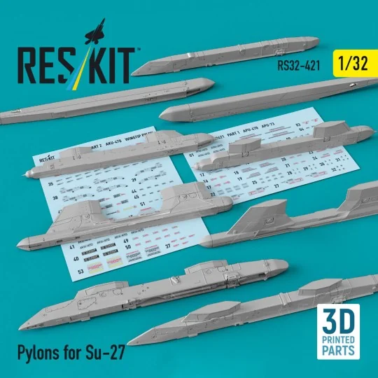 Pylons for Su-27 (3D Printed) 1/32 - ResKit Models RS32-0421