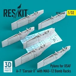 Pylons for USAF A-7 Corsair II with MAU-12 Bomb Racks (3D Printed),...
