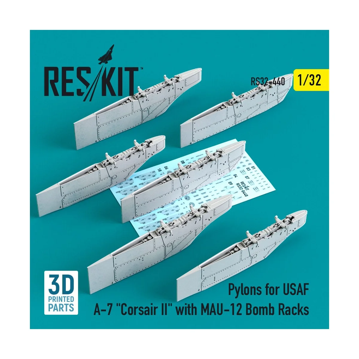 Pylons for USAF A-7 Corsair II with MAU-12 Bomb Racks (3D Printed),... Pylons for USAF A-7 Corsair II with MAU-12 Bomb Racks (3D Printed),...