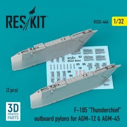 F-105 Thunderchief outboard AGM-12 & AGM-45 pylons (2 pcs) (3D Prin...