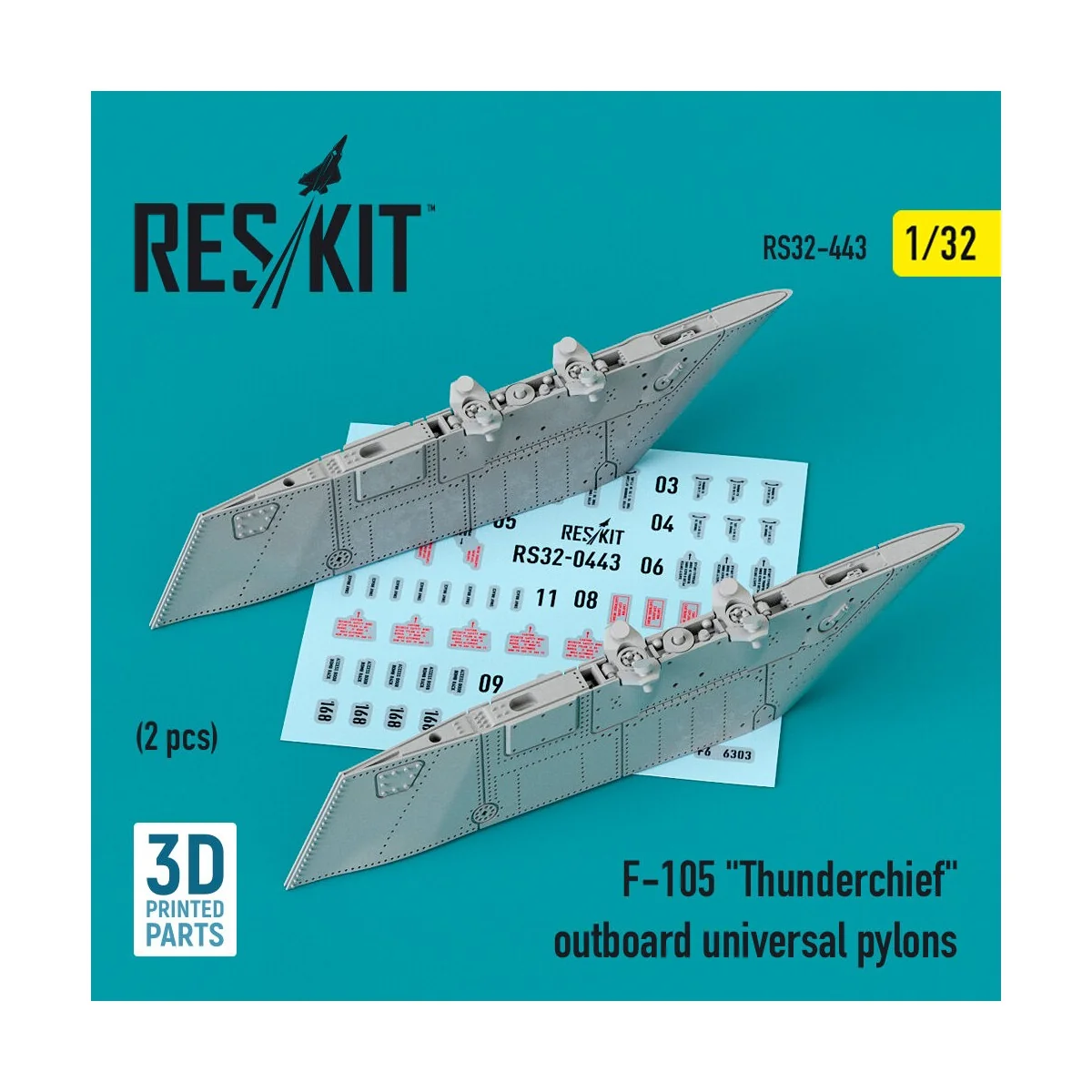 F-105 Thunderchief outboard universal pylons (2 pcs) (3D Printed) 1...