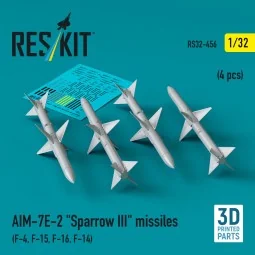 AIM-7E-2 Sparrow III missiles (4 pcs) (F-4, F-15, F-16, F-14) (3D P...