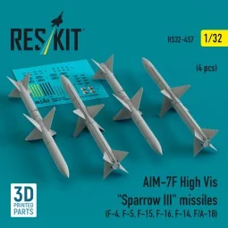 AIM-7F High Vis Sparrow III missiles (4 pcs) (F-4, F-5, F-15, F-16,...